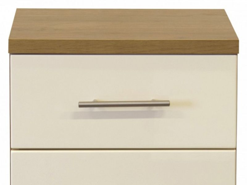 GFW Keswick 3 Drawer Cream Gloss Bedside