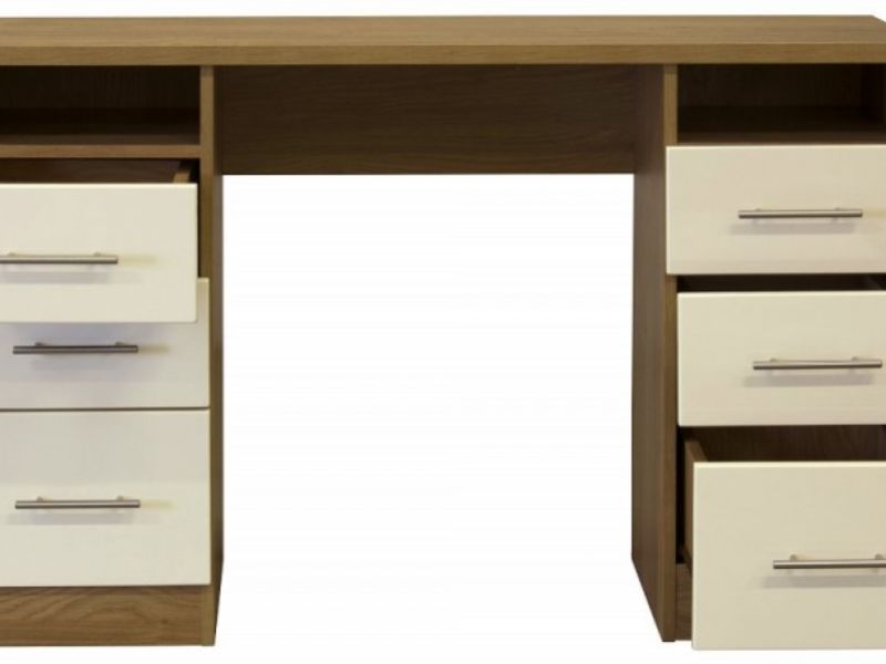 GFW Keswick Cream Gloss Twin Pedestal Dressing Table