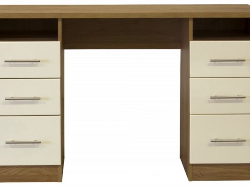 GFW Keswick Cream Gloss Twin Pedestal Dressing Table