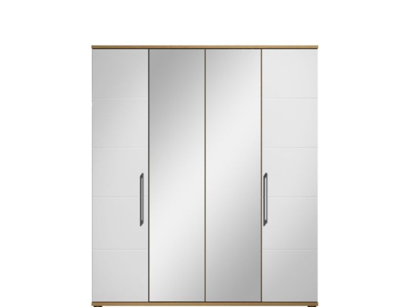 KT Halo Gloss White 4 Door Wardrobe With Centre Mirrors