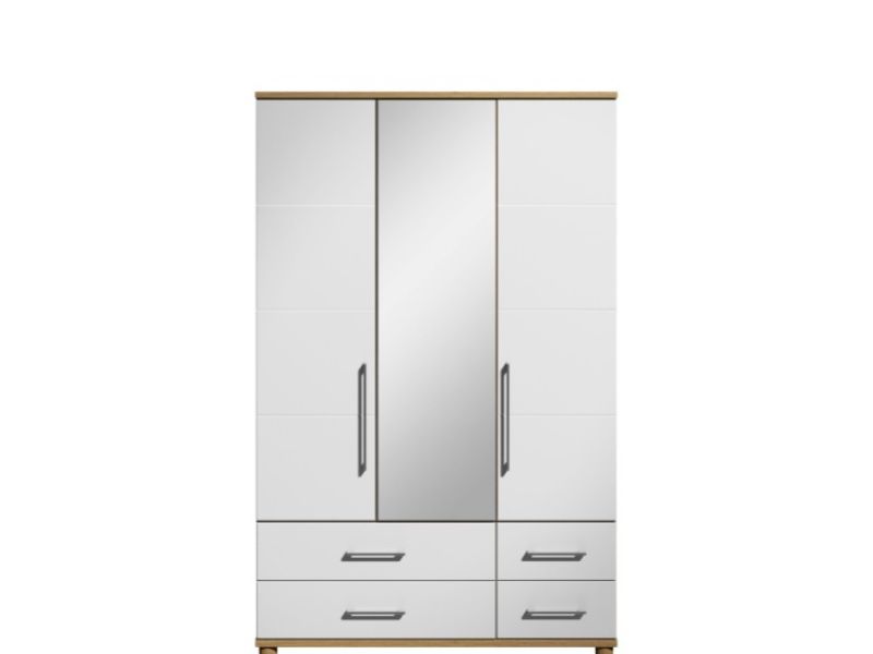 KT Halo Gloss White 3 Door Mirrored Gents Wardrobe