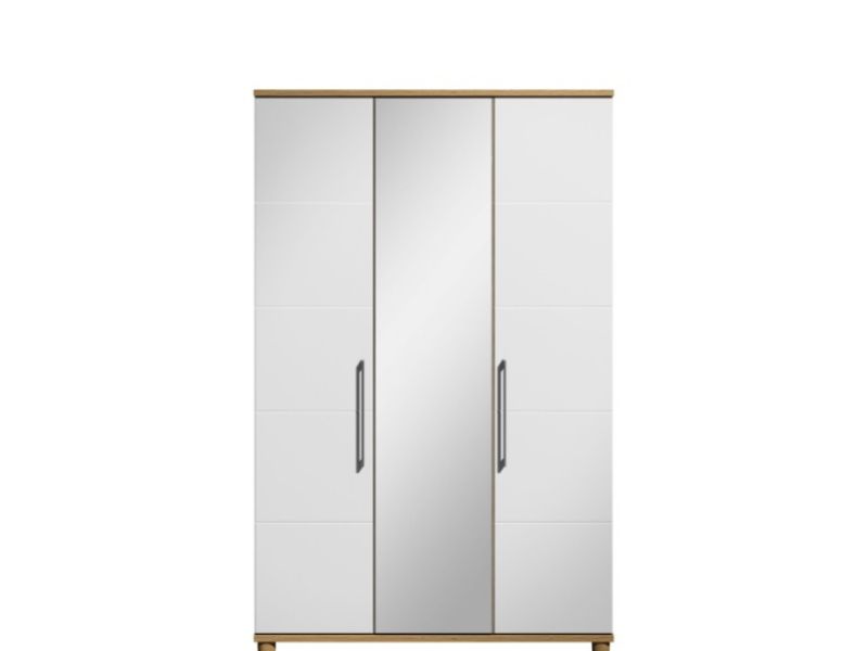 KT Halo Gloss White 3 Door Wardrobe With Centre Mirror