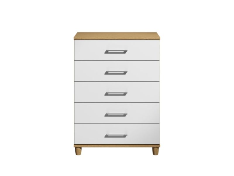 KT Halo Gloss White 5 Drawer Large Chest