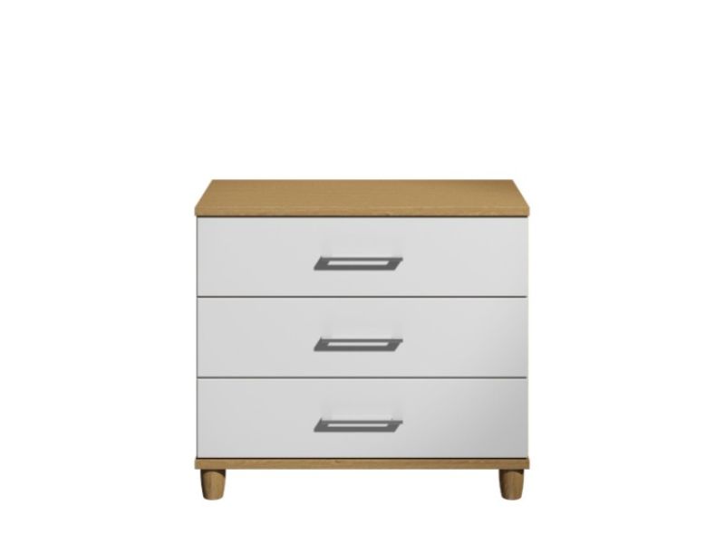 KT Halo Gloss White 3 Drawer Large Chest