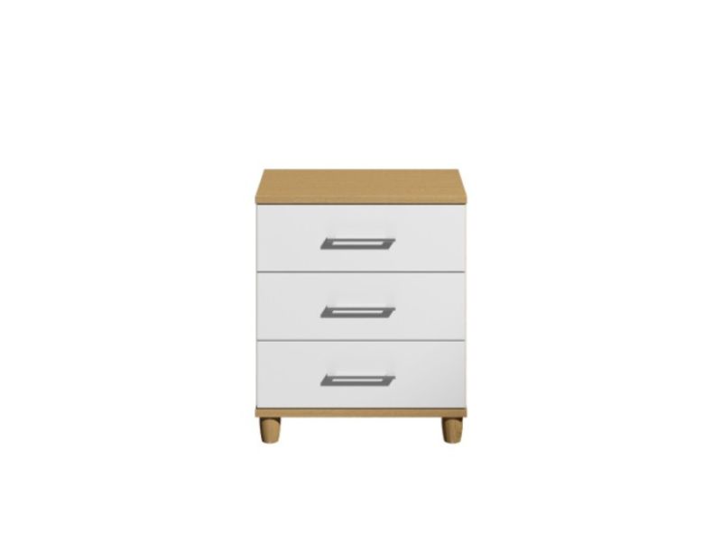KT Halo Gloss White 3 Drawer Wide Chest