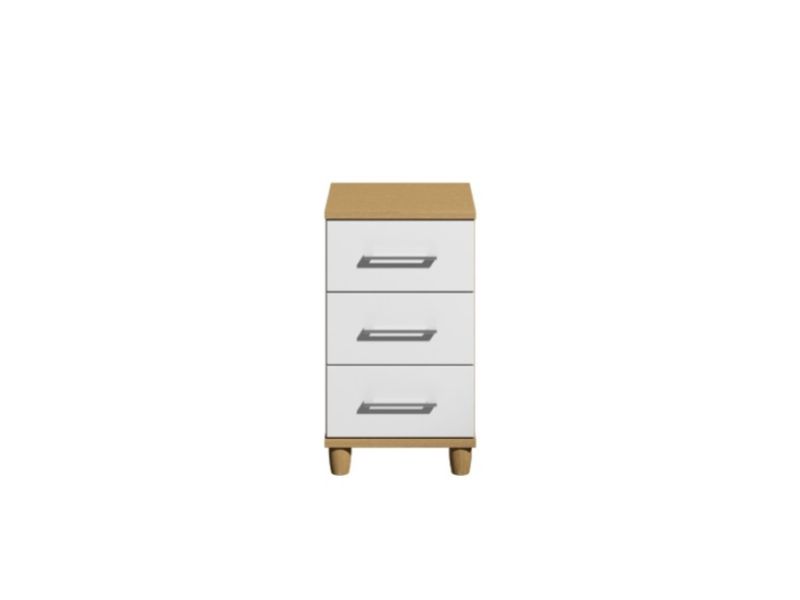 KT Halo Gloss White 3 Drawer Narrow Chest