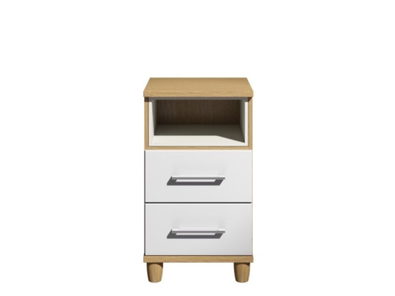 KT Halo Gloss White 2 Drawer Bedside Pod Chest