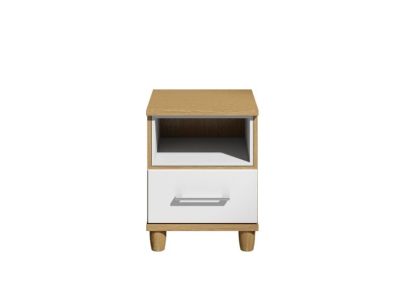 KT Halo Gloss White 1 Drawer Bedside Pod Chest