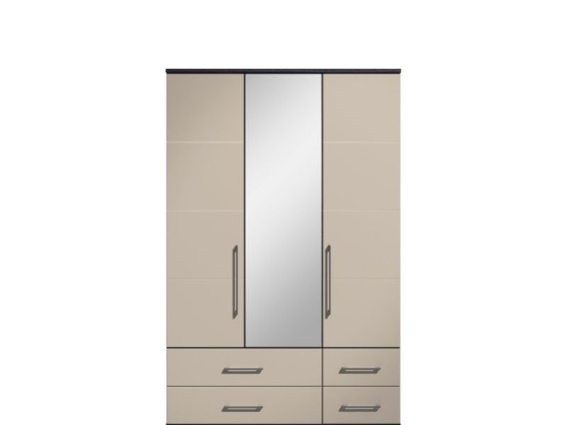 KT Halo Gloss Pale Grey 3 Door Mirrored Gents Wardrobe