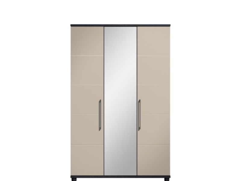 KT Halo Gloss Pale Grey 3 Door Wardrobe With Centre Mirror