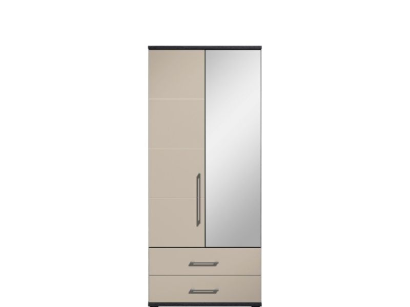 KT Halo Gloss Pale Grey 2 Door Mirrored Gents Wardrobe