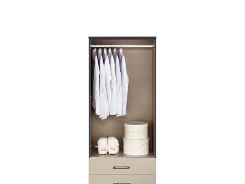 KT Halo Gloss Pale Grey 2 Door Mirrored Gents Wardrobe