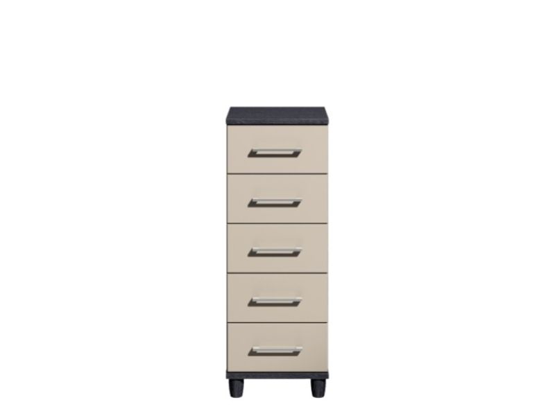 KT Halo Gloss Pale Grey 5 Drawer Narrow Chest