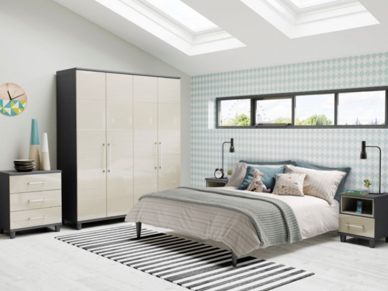 KT Halo Gloss Pale Grey 3 Drawer Large Chest