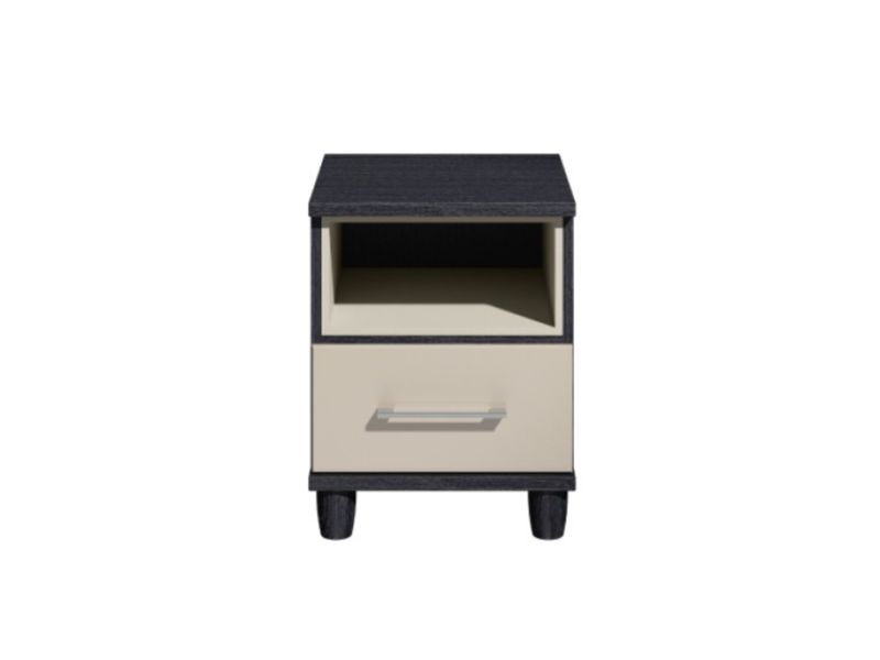 KT Halo Gloss Pale Grey 1 Drawer Bedside Pod Chest