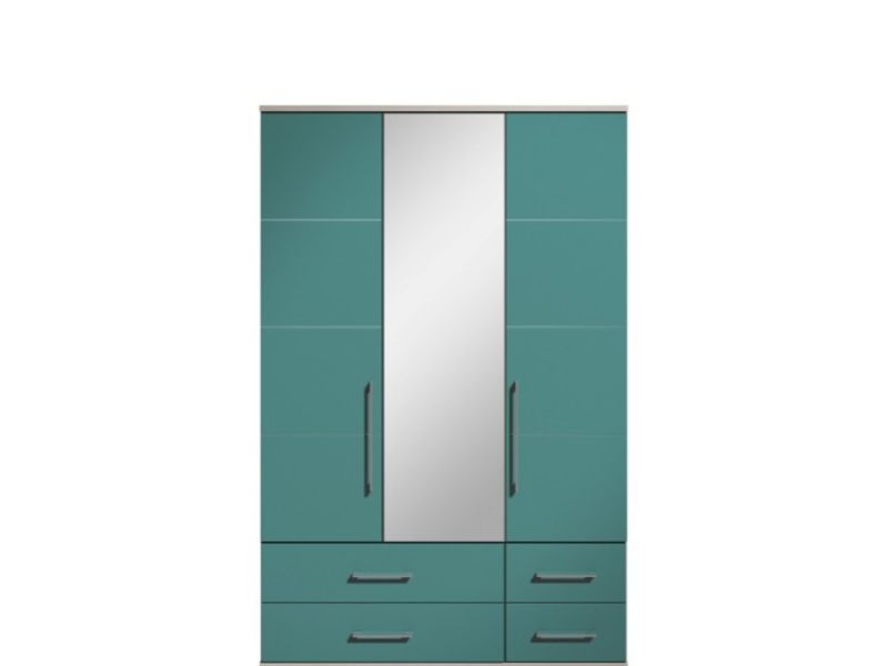 KT Halo Gloss Lagoon 3 Door Mirrored Gents Wardrobe