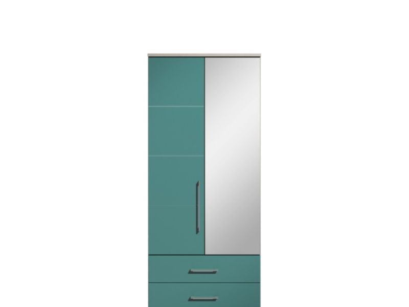 KT Halo Gloss Lagoon 2 Door Mirrored Gents Wardrobe