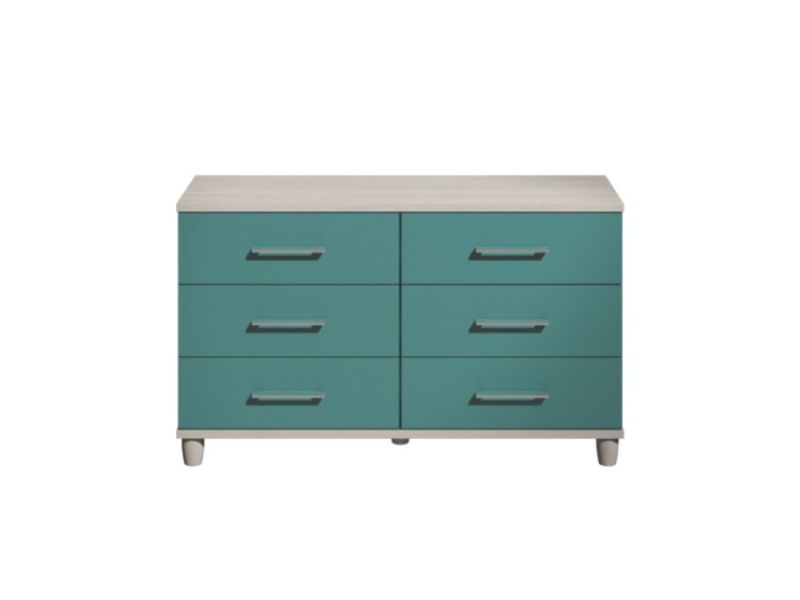 KT Halo Gloss Lagoon 6 Drawer Chest