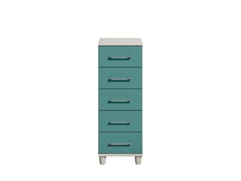 KT Halo Gloss Lagoon 5 Drawer Narrow Chest