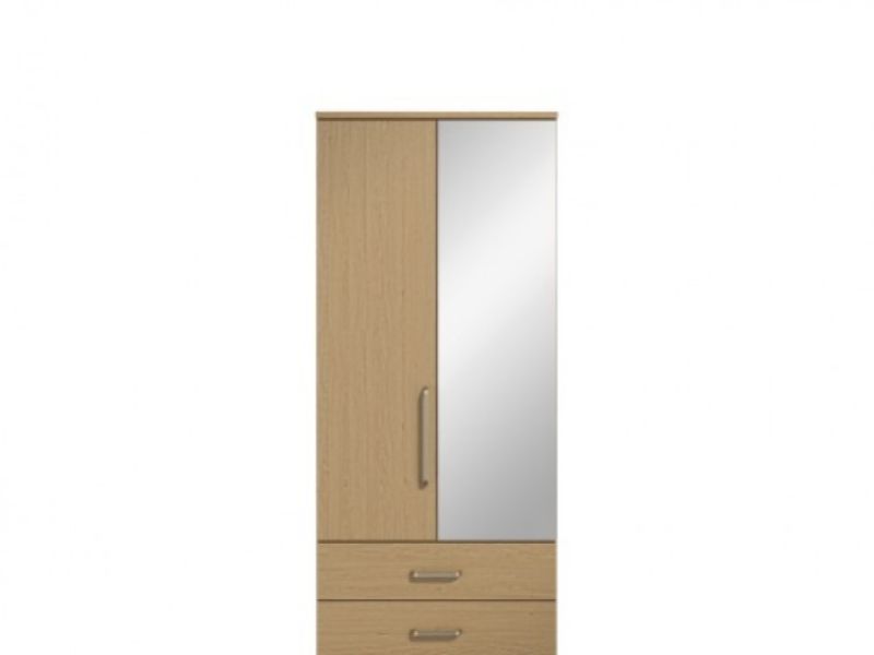 KT Deco Oak 2 Door Mirrored Gents Wardrobe