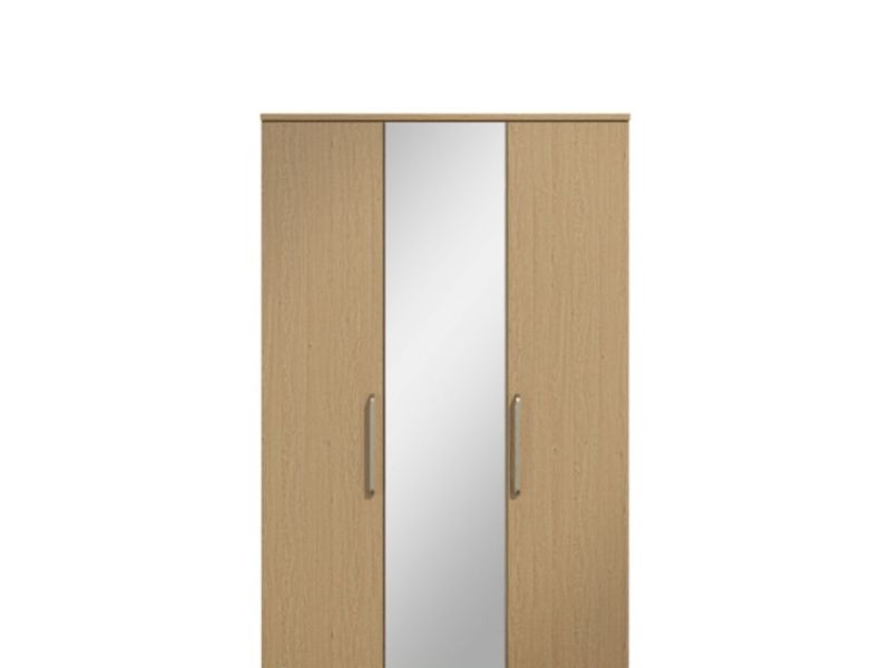KT Deco Oak 3 Door Mirrored Wardrobe