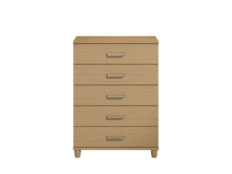 KT Deco Oak 5 Drawer Large Chest