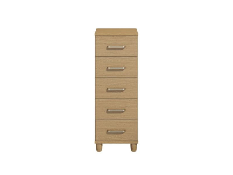 KT Deco Oak 5 Drawer Narrow Chest