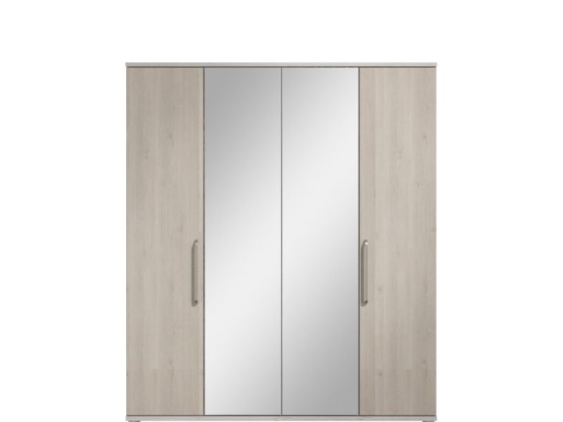 KT Deco Elm 4 Door Mirrored Wardrobe