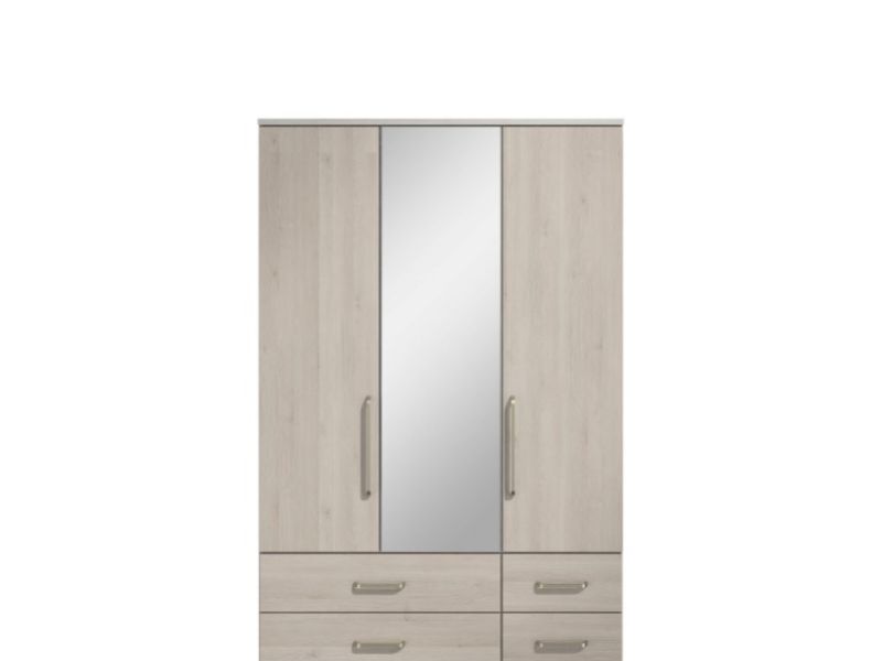 KT Deco Elm 3 Door Mirrored Gents Wardrobe