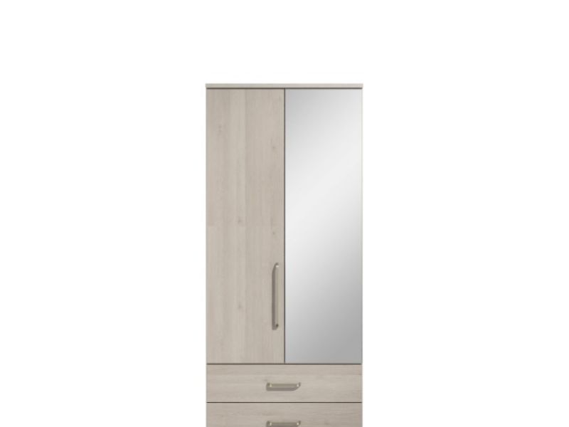 KT Deco Elm 2 Door Mirrored Gents Wardrobe