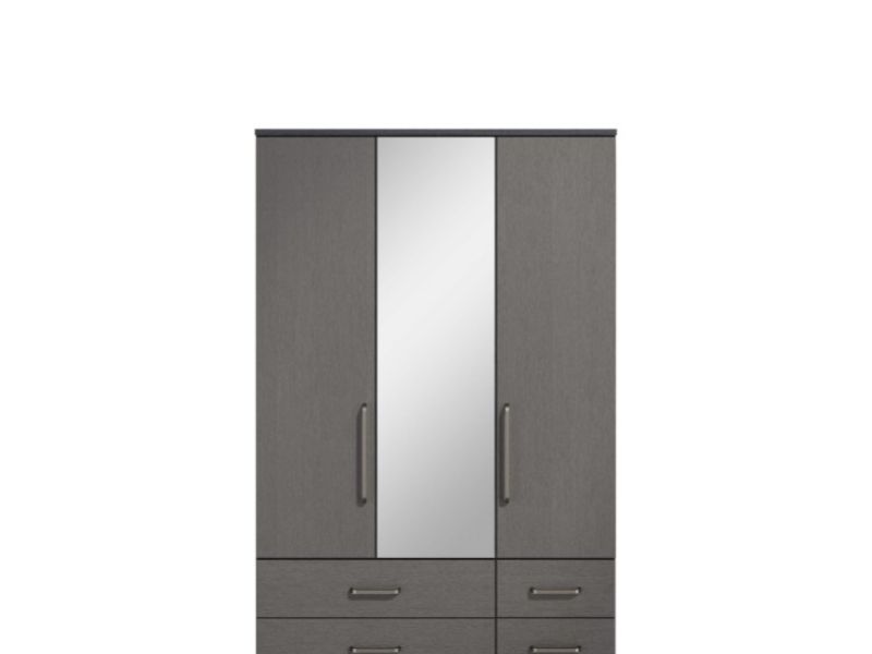 KT Deco Black And Graphite 3 Door Mirrored Gents Wardrobe
