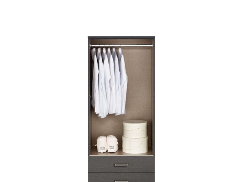 KT Deco Black And Graphite 2 Door Mirrored Gents Wardrobe