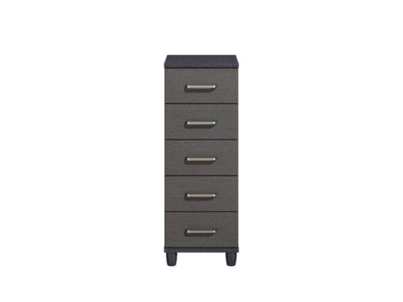 KT Deco Black And Graphite 5 Drawer Narrow Chest