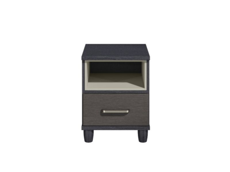 KT Deco Black And Graphite 1 Drawer Bedside Pod Chest