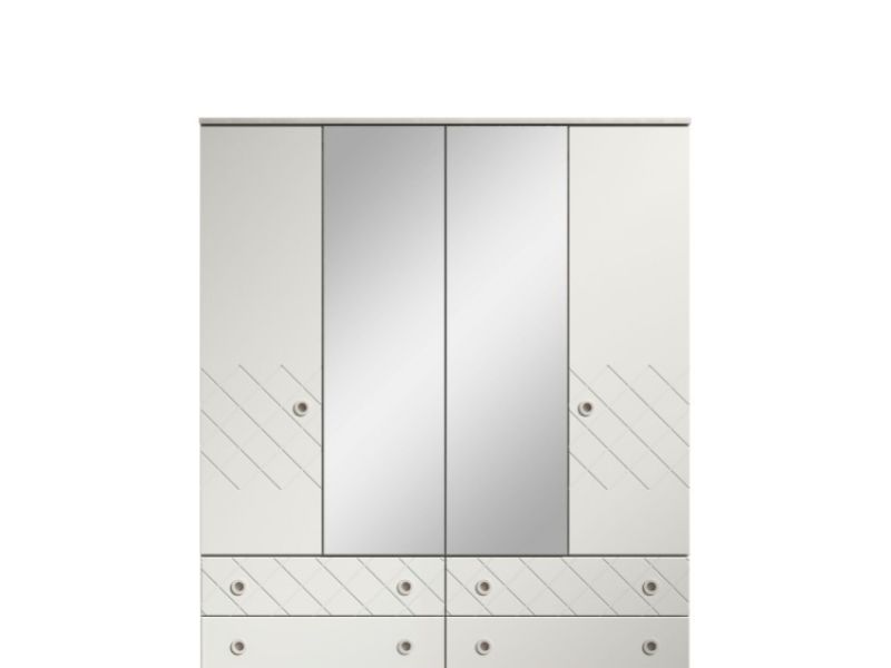 KT Geo White 4 Door Mirrored Gents Wardrobe