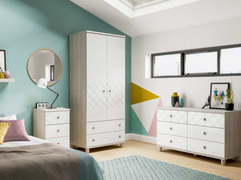 KT Geo White 4 Door Mirrored Gents Wardrobe