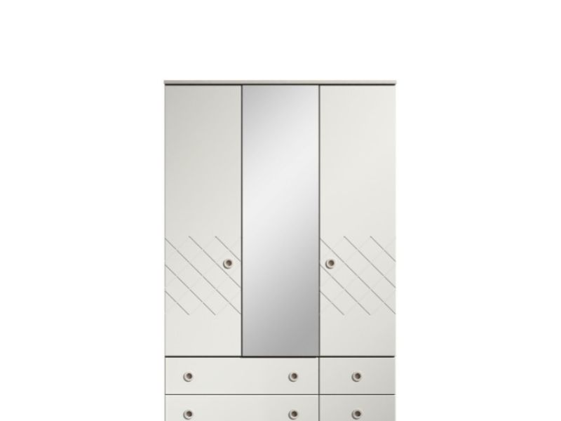 KT Geo White 3 Door Mirrored Gents Wardrobe