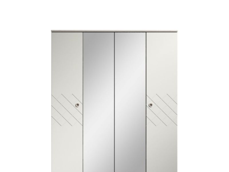 KT Geo White 4 Door Mirrored Wardrobe