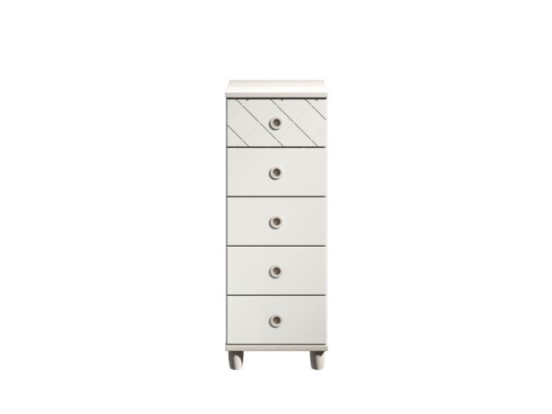 KT Geo White 5 Drawer Narrow Chest