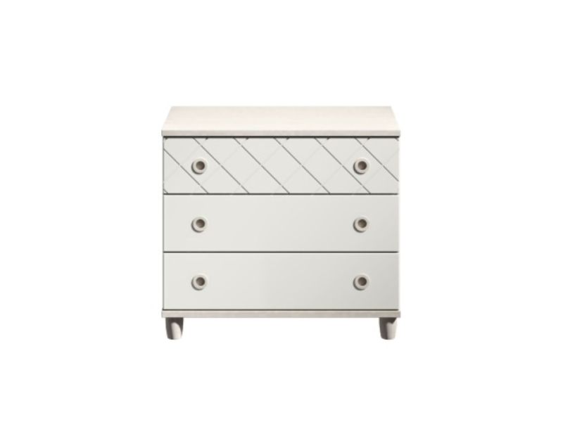 KT Geo White 3 Drawer Large Chest