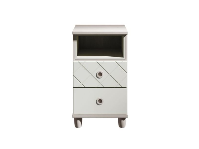 KT Geo White 2 Drawer Bedside