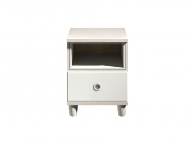 KT Geo White 1 Drawer Bedside