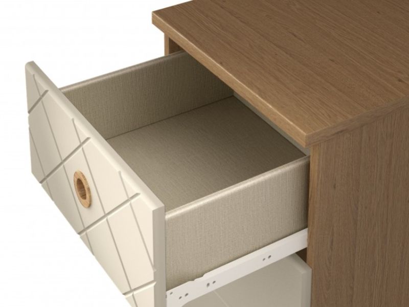 KT Geo Alabaster And Oak Narrow 3 Drawer Chest