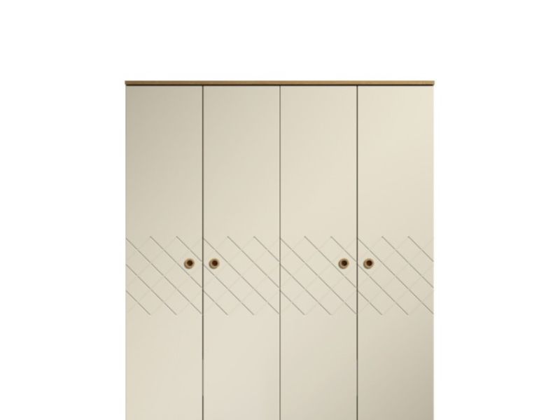 KT Geo Alabaster And Oak 4 Door Wardrobe
