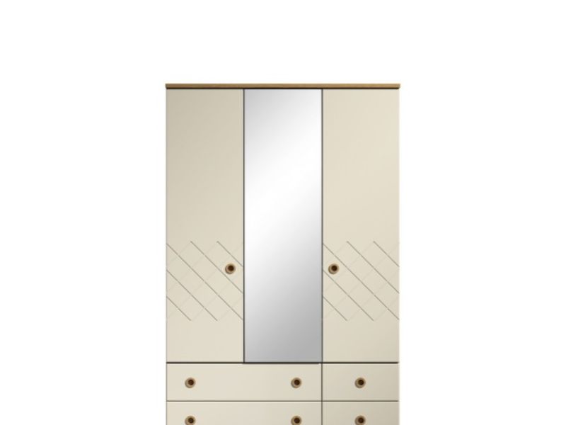 KT Geo Alabaster And Oak 3 Door Mirrored Gents Wardrobe