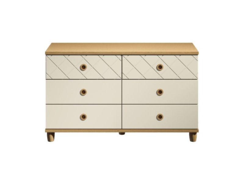 KT Geo Alabaster And Oak 6 Drawer Chest