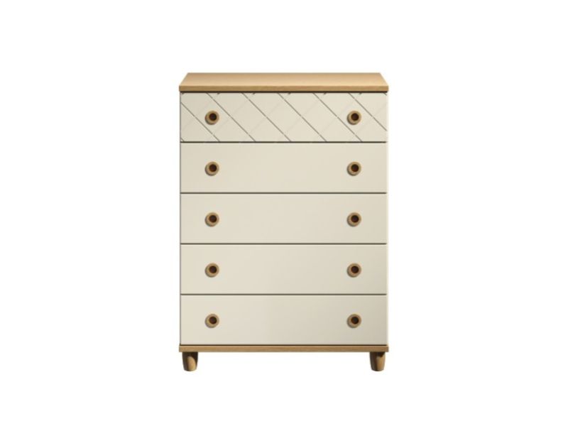 KT Geo Alabaster And Oak 5 Drawer Large Chest