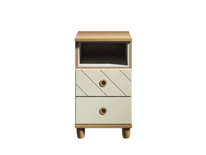 KT Geo Alabaster And Oak 2 Drawer Bedside