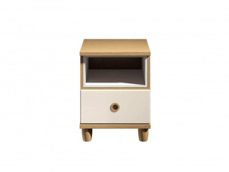 KT Geo Alabaster And Oak 1 Drawer Bedside
