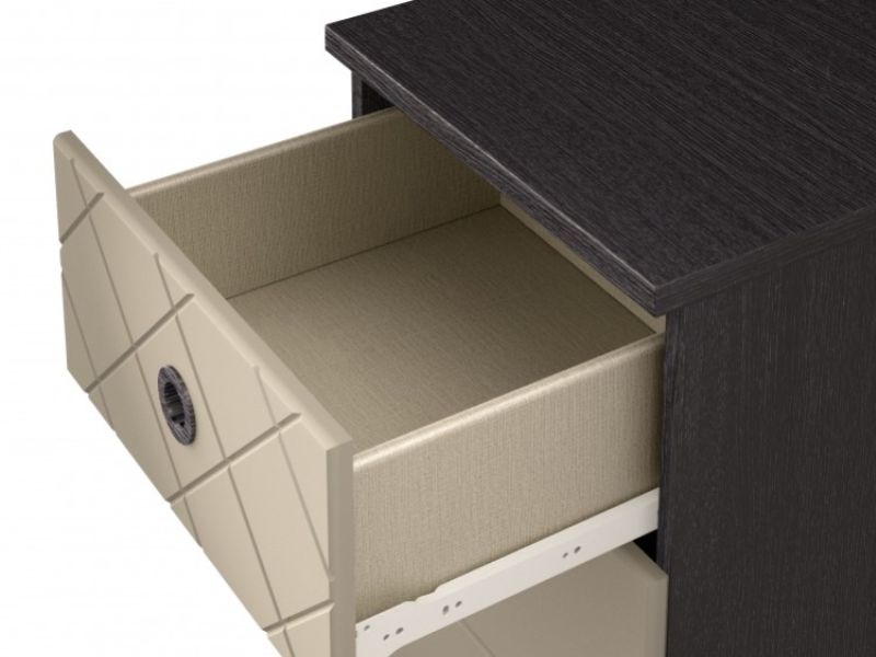 KT Geo Soft Grey And Black 3 Drawer Narrow Chest